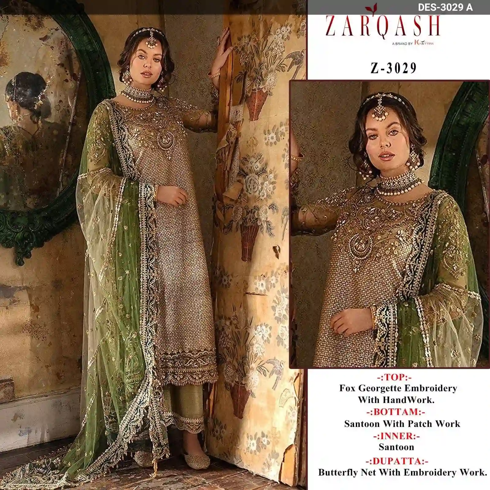 Zarqash D No 3029 Faux Georgette Wholesale Pakistani Salwar Suit Catalog — Wholesale Salwar Suits, MPA wholesale from Surat — view 4